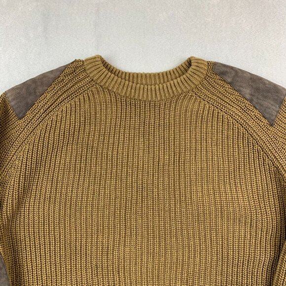 Paul James Mens Sweater Medium Brown Crewneck Long Sleeve Commando Chunky Ribbed - Picture 2 of 6
